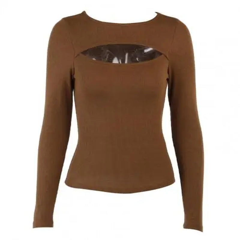 Lunyva™ - Long Sleeve Sexy Chest Hollow Out Base Top