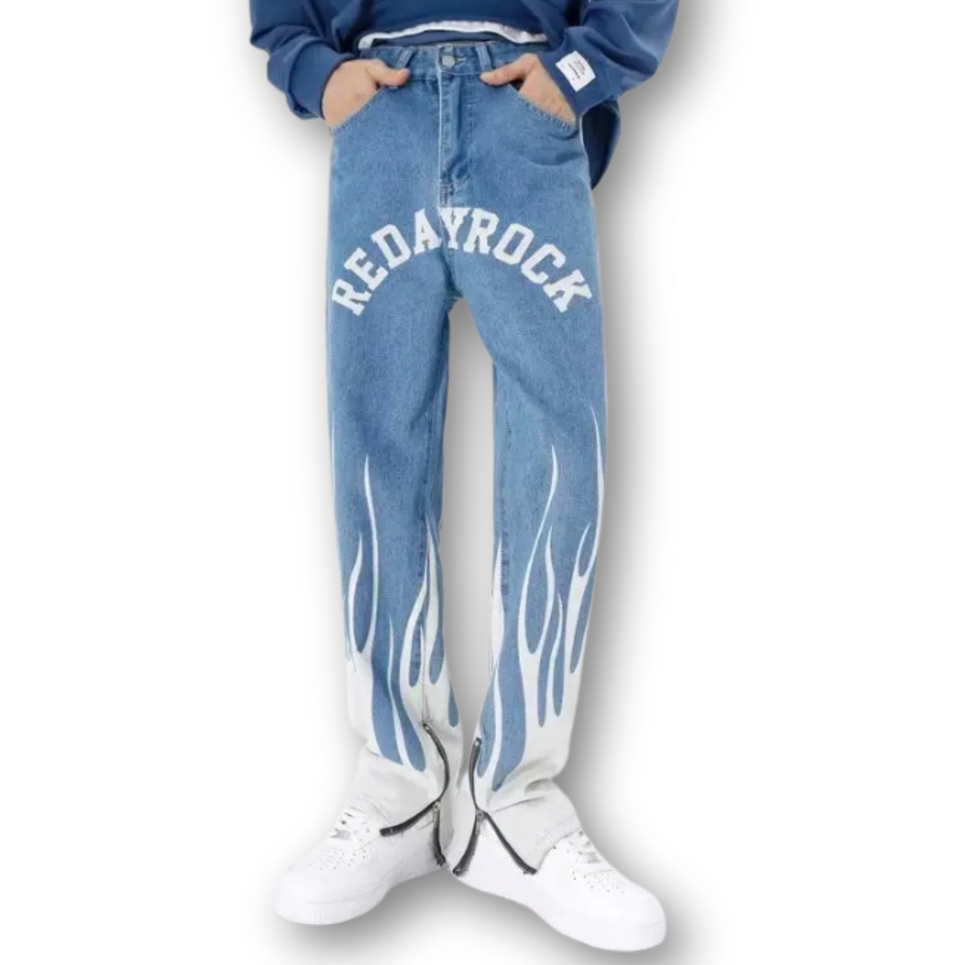 Lunyva™-Blue Baggy Casual Foot Zipper jeans