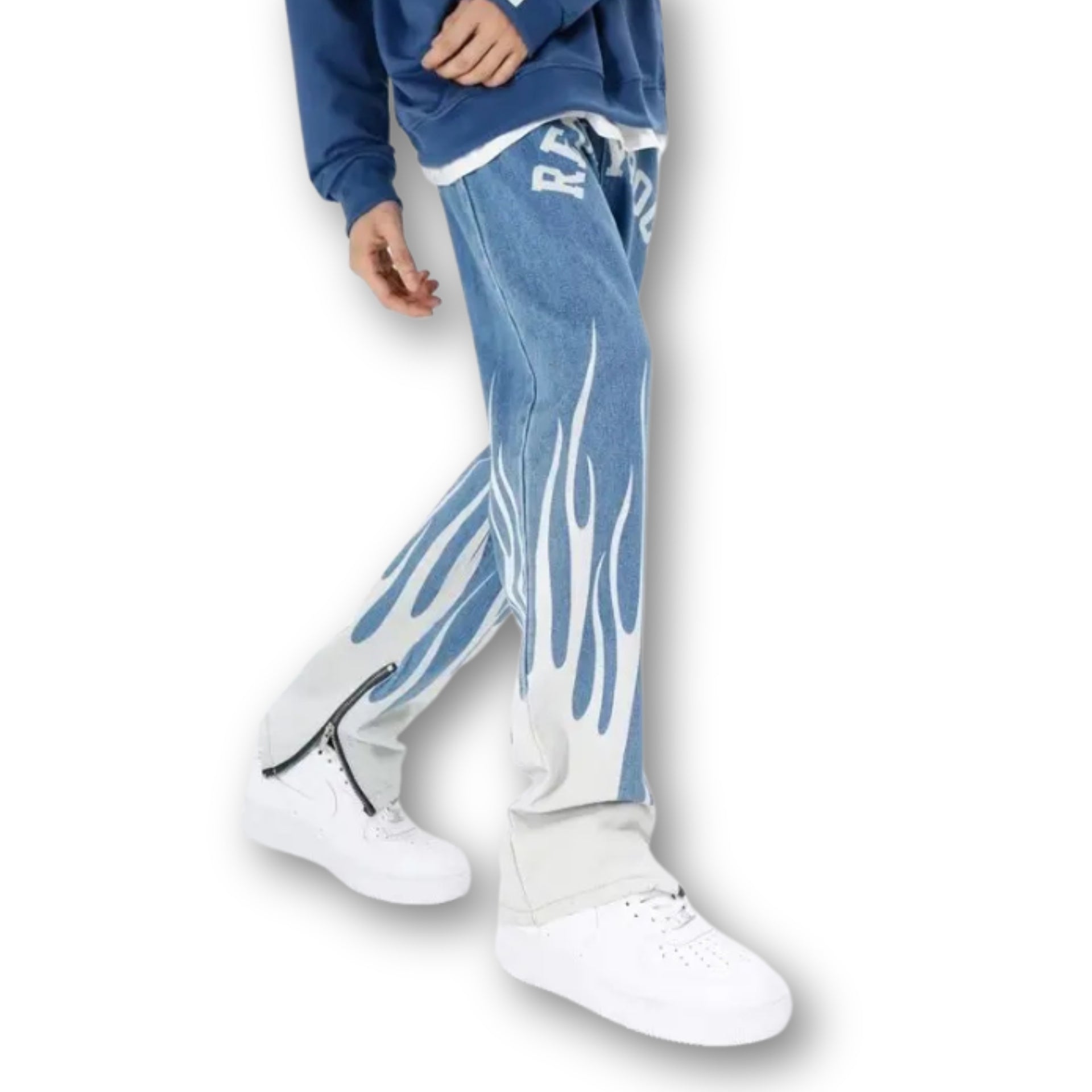 Lunyva™-Blue Baggy Casual Foot Zipper jeans